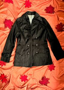 Classic Black Peacoat With Belt