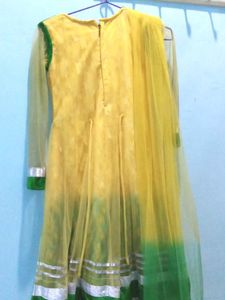 💛✨ Beautiful Yellow-Green Net Anarkali Suit ✨💛