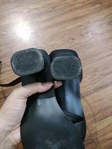 Zara Block Heel Leather Sandals