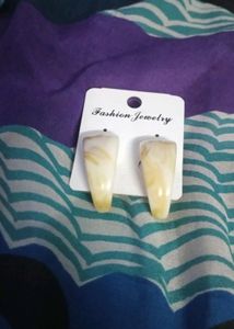 Milky White Stylish Hoops With Creamish Touch