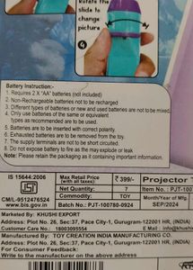 Disney Frozen Projector Torch- New With Tag