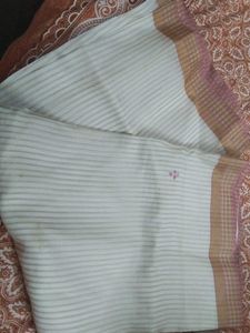 Striped Saree with Pink and Gold Border
