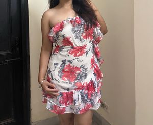 Floral Off Shoulder Midi Dress