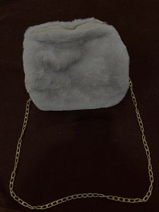 GREY FUR SLING BAG