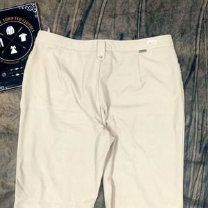 Beige Embroidered Flare Pants