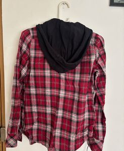 Hooded Plaid Flannel Shirt
