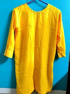 Yellow Embroidered Kurti