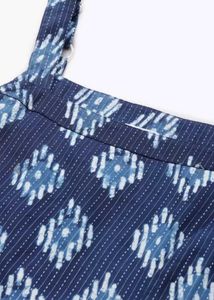 Blue geometric print kurta(free necklace)