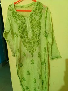 Green Embroidered Kurta