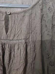 Olive Green Embroidered Top