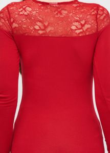 H&amp;M Dubai Red Lace Long Sleeve Top