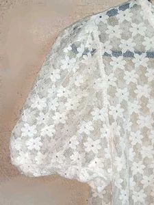 See-through Floral Lace Top White