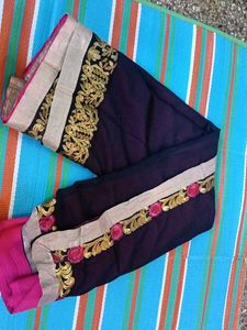 Elegant Dark Purple Embroidered Saree