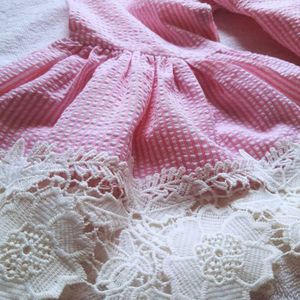Pink Coquette Top with Lacy Bell Sleeves