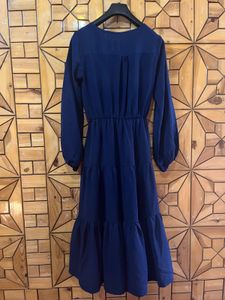 Navy Blue Tiered Midi Dress