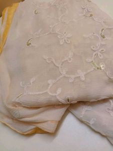 Elegant Off-White Chiffon Dupatta with Intricate