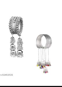 Stylish Silver Bangles (2 Designs)+Matching Jhumke
