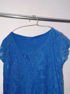 Blue Floral Lace Fabric