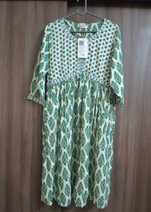 Green Print Midi Dress