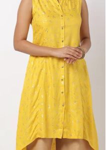 Avaasa Yellow Printed kurti