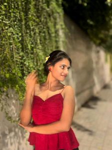 Red Peplum Party Top