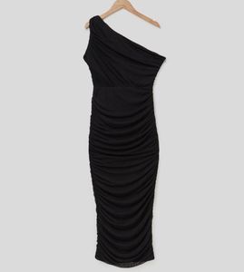 Black DianaVisit Ruched One Shoulder Bodycon Dress