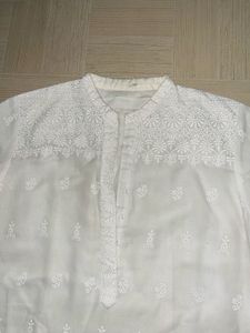 White Embroidered Kurti with Pants