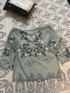 Powder Blue Embroidered Top