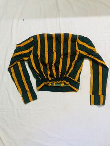 Dark Green and Mustard Yellow Striped Crop Top