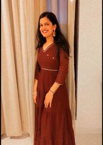 Maroon & Golden Cocktail Maxi Dress