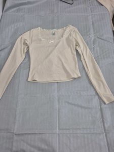 Lace Trim Long Sleeve Top