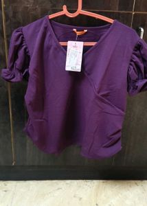 Stylish Purple Puff Sleeve Top