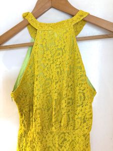 Yellow Lace Halter Mini Dress