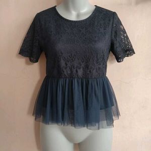 Lace Detail Peplum Top