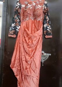 Light Coral Party Wear Dress For 34 Bust