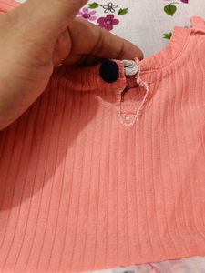 Cute Peach Floral Baby Frock