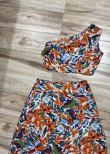One shoulder two pcs dress