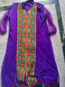 Purple Embroidered Anarkali Kurta