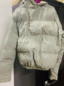 Pastel Light Olive Coloured Puffer Jacket