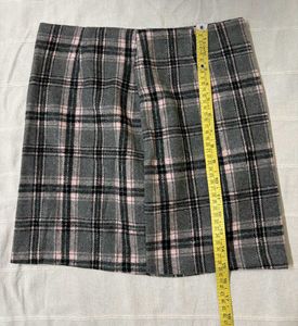 Grey Plaid Mini Skirt
