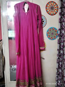 Pink Anarkali Suit Chudidar And Dupatta
