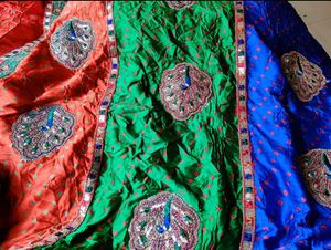 SALE: Bandini Print Pure Satin Silk Zari Saree