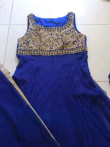 Elegant Blue Embroidered Anarkali Suit