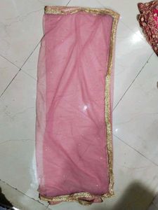 Elegant redish Garara with golden embroidery