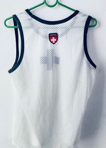 White Mesh Tank Top with Cross