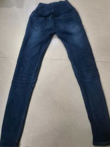 High-Waist Distressed Skinny Jeans – Dark Blue