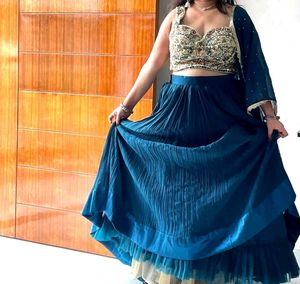 🔥 Designer Blue Lahenga 🔥