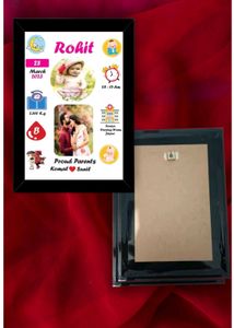 Newborn Baby Birth Memory Black A4 Frame