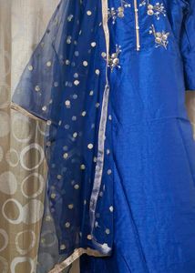 Navy blue Chinese collar kurta set