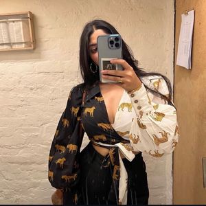 Boho Tiger Print Wrap Top